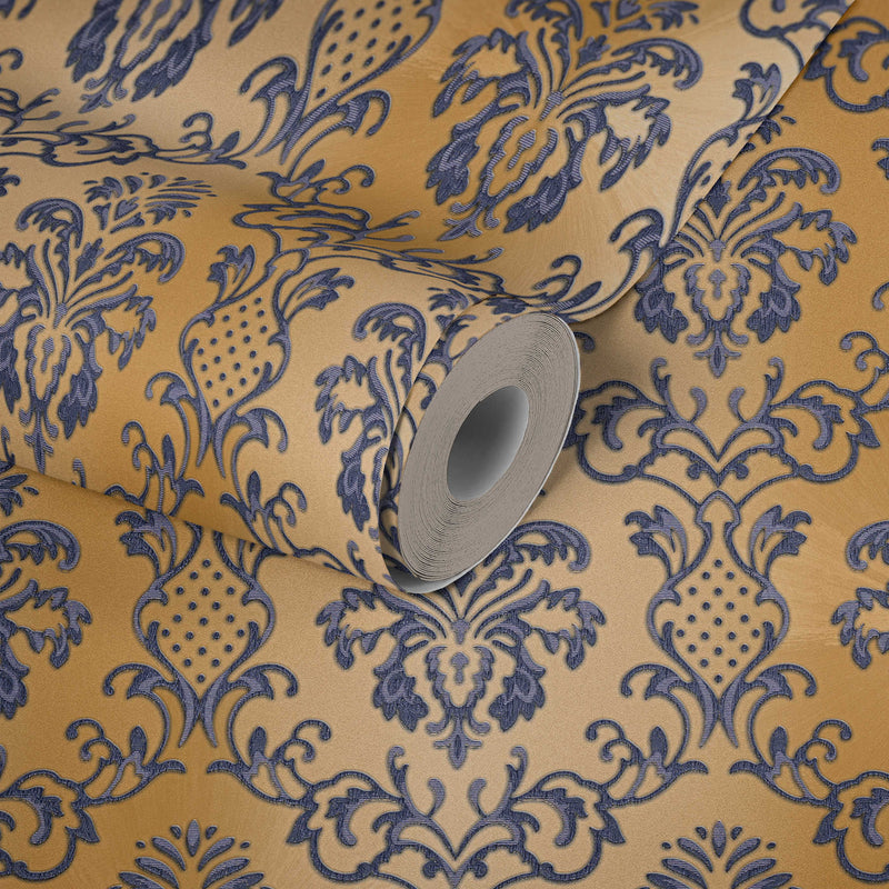 Ornamenta tapetes koloniālā stilā zilā un brūnā krāsā, 1217136 AS Creation