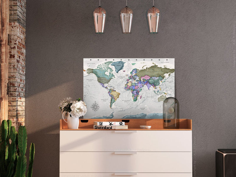 Pasaules karte uz gaiši pelēka fona, (x 1), G-ART.