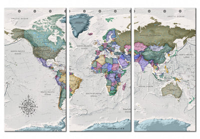 Pasaules karte uz gaiši pelēka fona, (x 3), 107202 G-ART.
