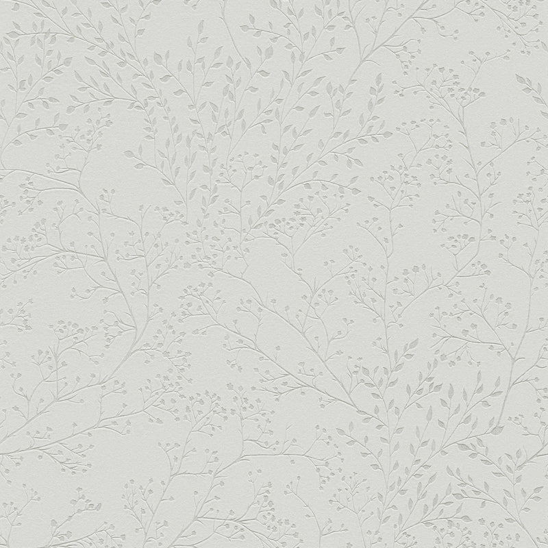 Pelēkas tapetes ar lapu rakstu, spīduma un tekstūras efektu, 1350114 Tapetenshop.lv