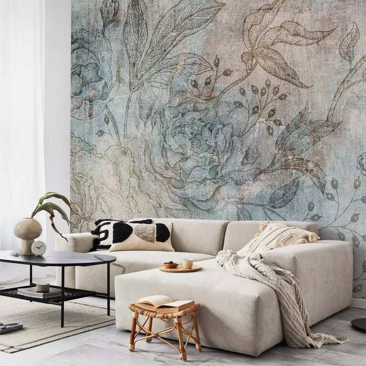 Fototapetai su gėlėmis - Gėlių ornamentas ant tekstilės, 137259