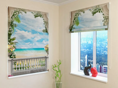 Beautiful Roman blinds with print - Nature article - Sea View of Tapetenshop.lv