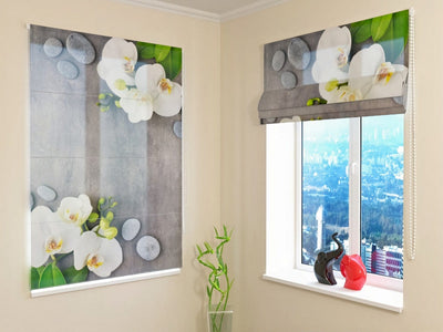 Roman blinds for a soothing atmosphere - white orchid and spa walletenshop.lv