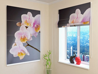 Roman blinds with floral print - elegant orchids - buy wallpaper.lv