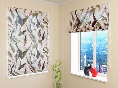 Blinds - Pastel green tropical leaves - made to your measurements Tapetenshop.lv