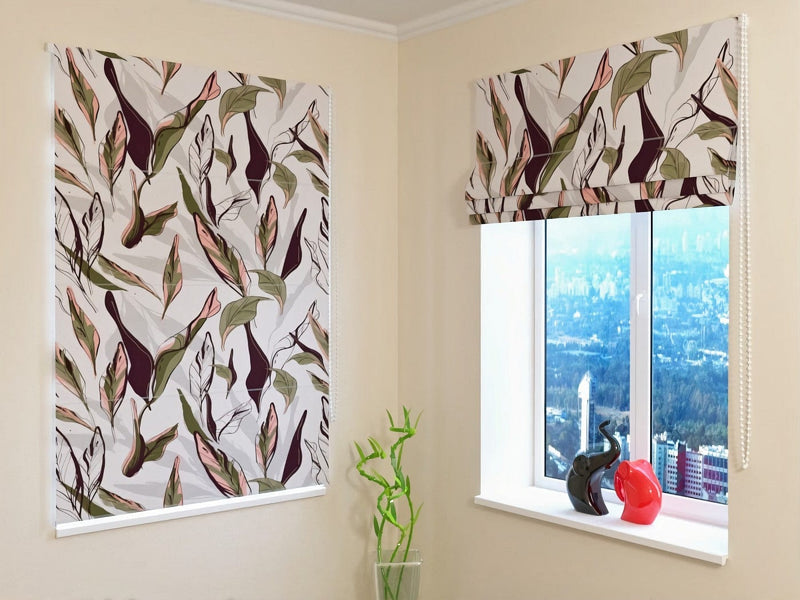 Blinds - Pastel -green Tropical Leaves - Making to your dimensions on Tapetenshop.lv