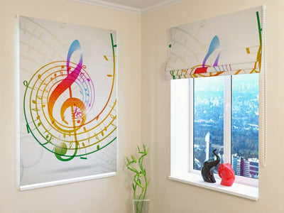 Roman blinds with music - colorful musical abstraction Tapetenshop.lv