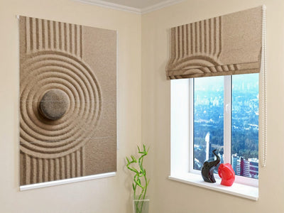 Roman blinds with oriental theme - Zen garden - personalized at Tapetenshop.lv