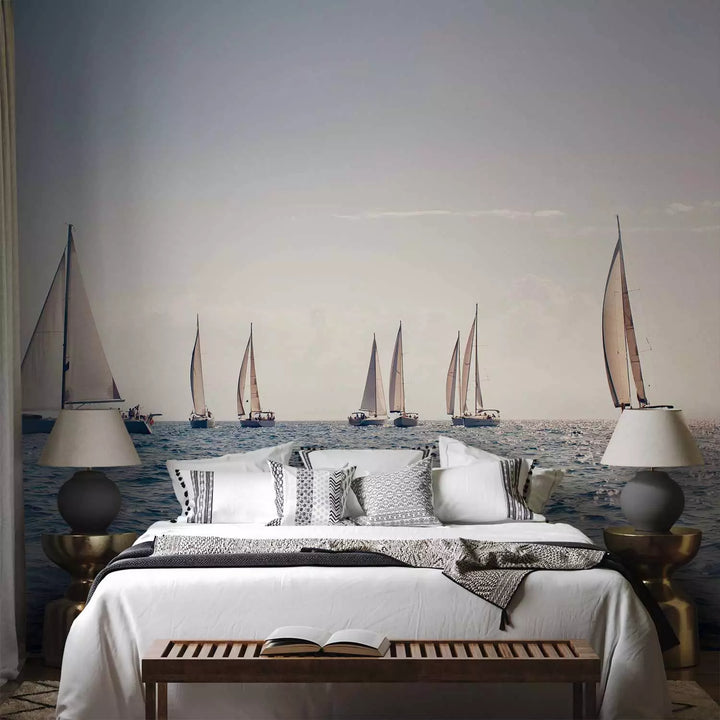 Fototapetes - Buru laivas peld pa jūras viļņiem, 151267