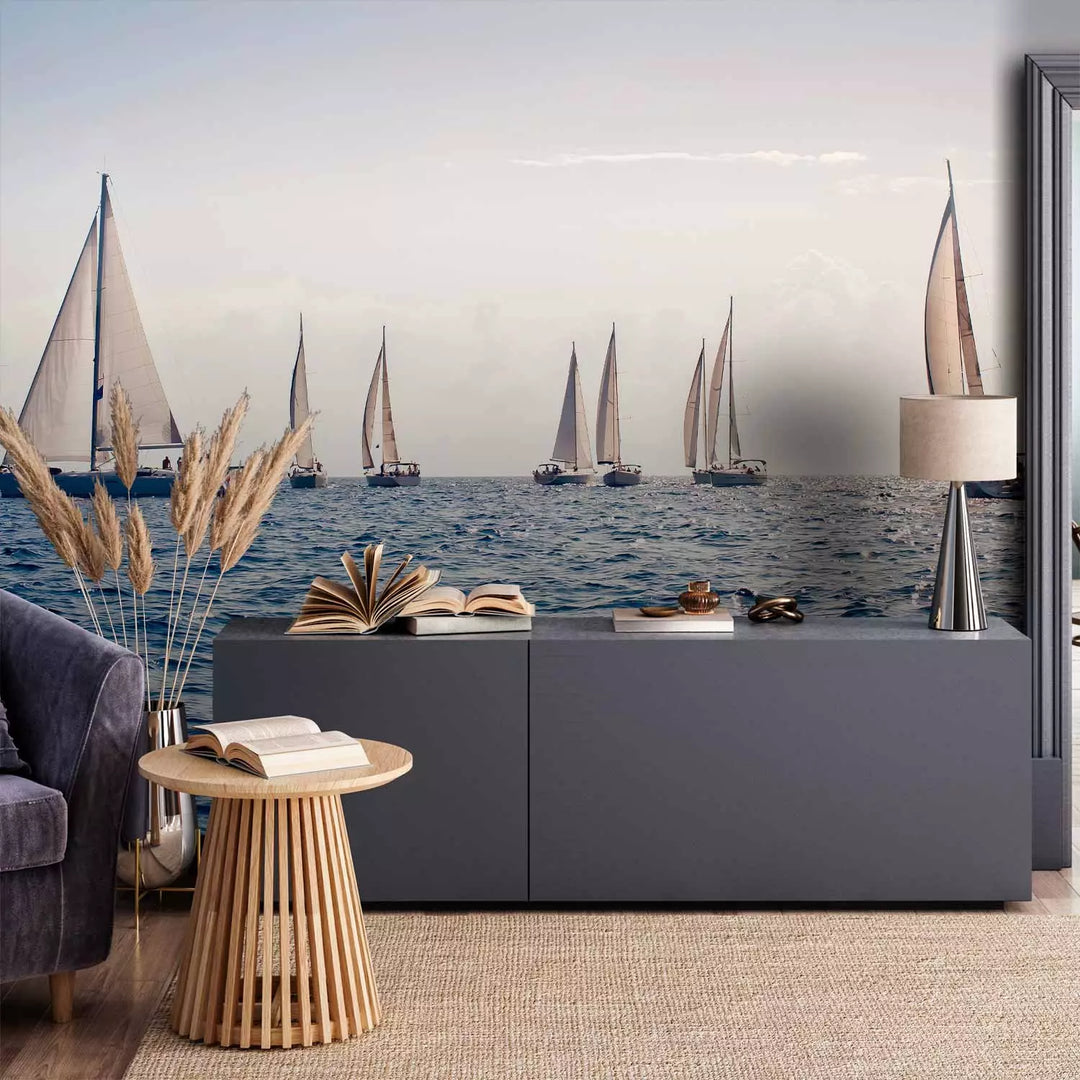 Fototapetes - Buru laivas peld pa jūras viļņiem, 151267