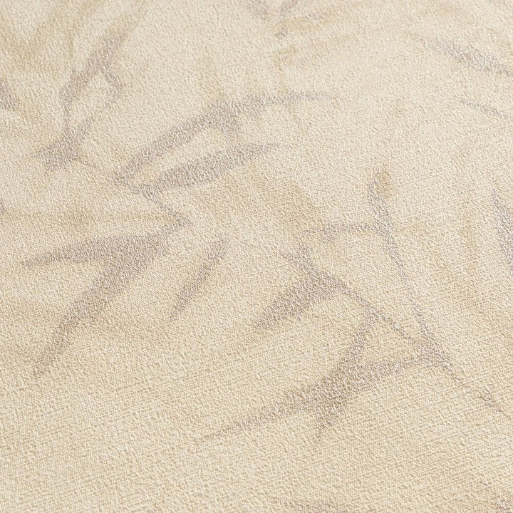 Warm sandy beige wallpaper with a bamboo leaf pattern and slight gloss, 3007677