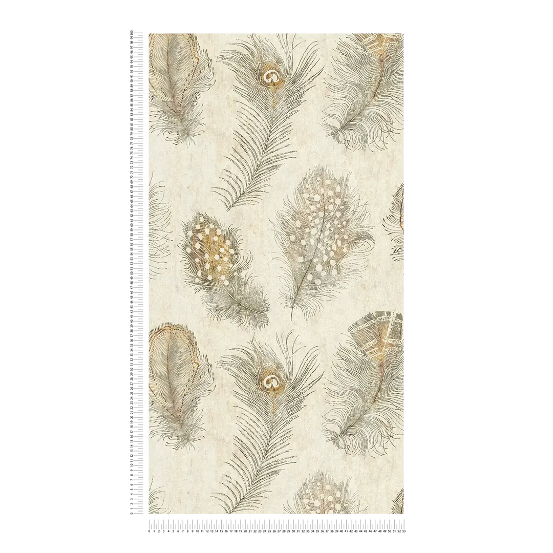 Stilīgas tapetes ar spalvu motīvu - smilškrāsā - 3012471 AS Creation