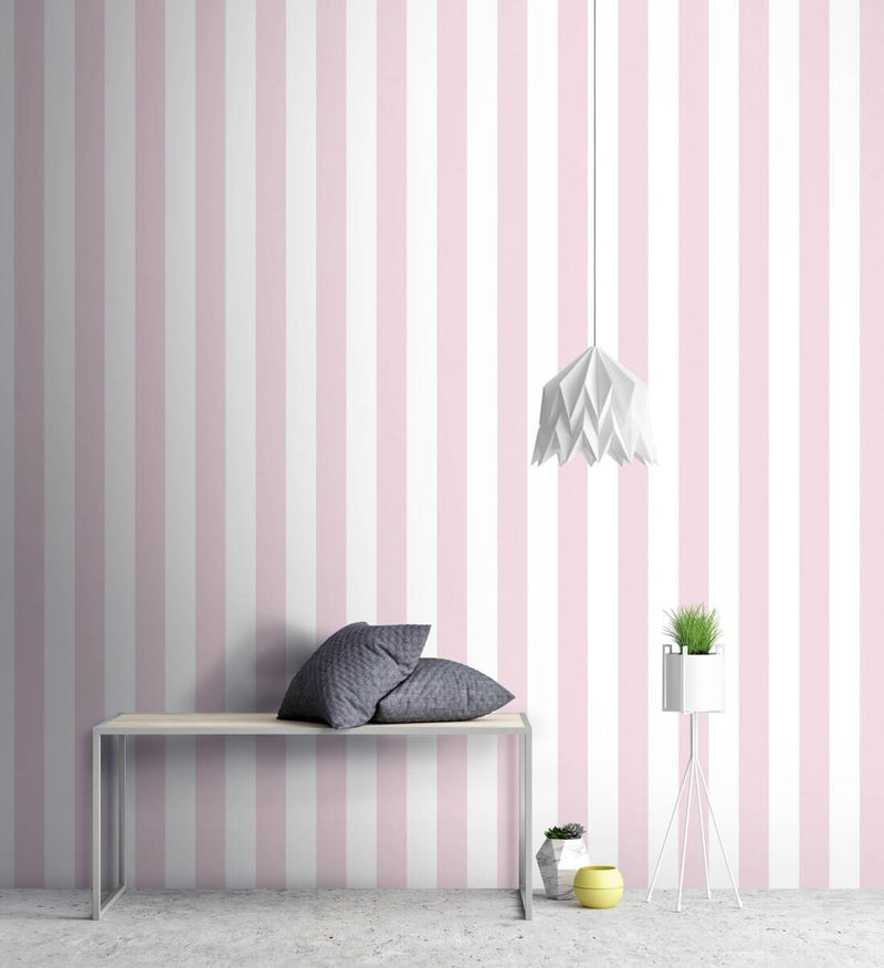 Striped wallpaper for nursery in soft pink 1351052 Without PVC AS Creation