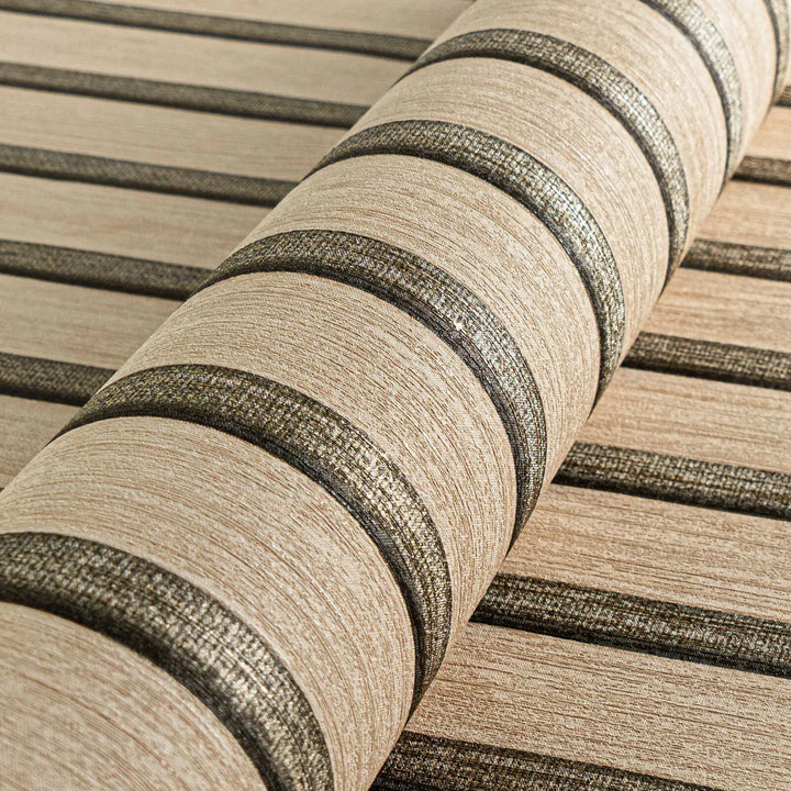 Svītrainas tapetes ar koka imitāciju bēšā krāsā, nedaudz spīdīga virsma - 3000333 AS Creation