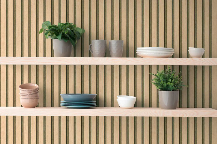 Svītrainas tapetes ar koka imitāciju bēšā krāsā, nedaudz spīdīga virsma - 3000333 AS Creation