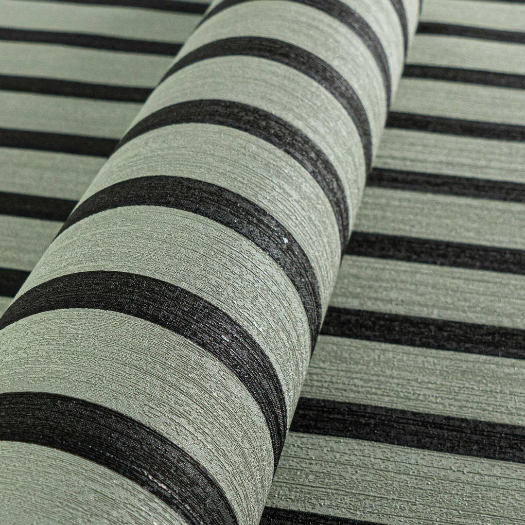 Svītrainas tapetes  ekskluzīvā trendā krāsā – zaļā, melnā - 2777552 AS Creation