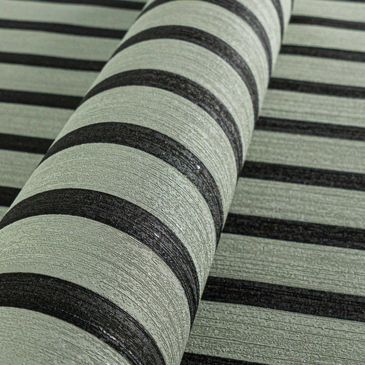 Svītrainas tapetes  ekskluzīvā trendā krāsā – zaļā, melnā - 2777552 AS Creation