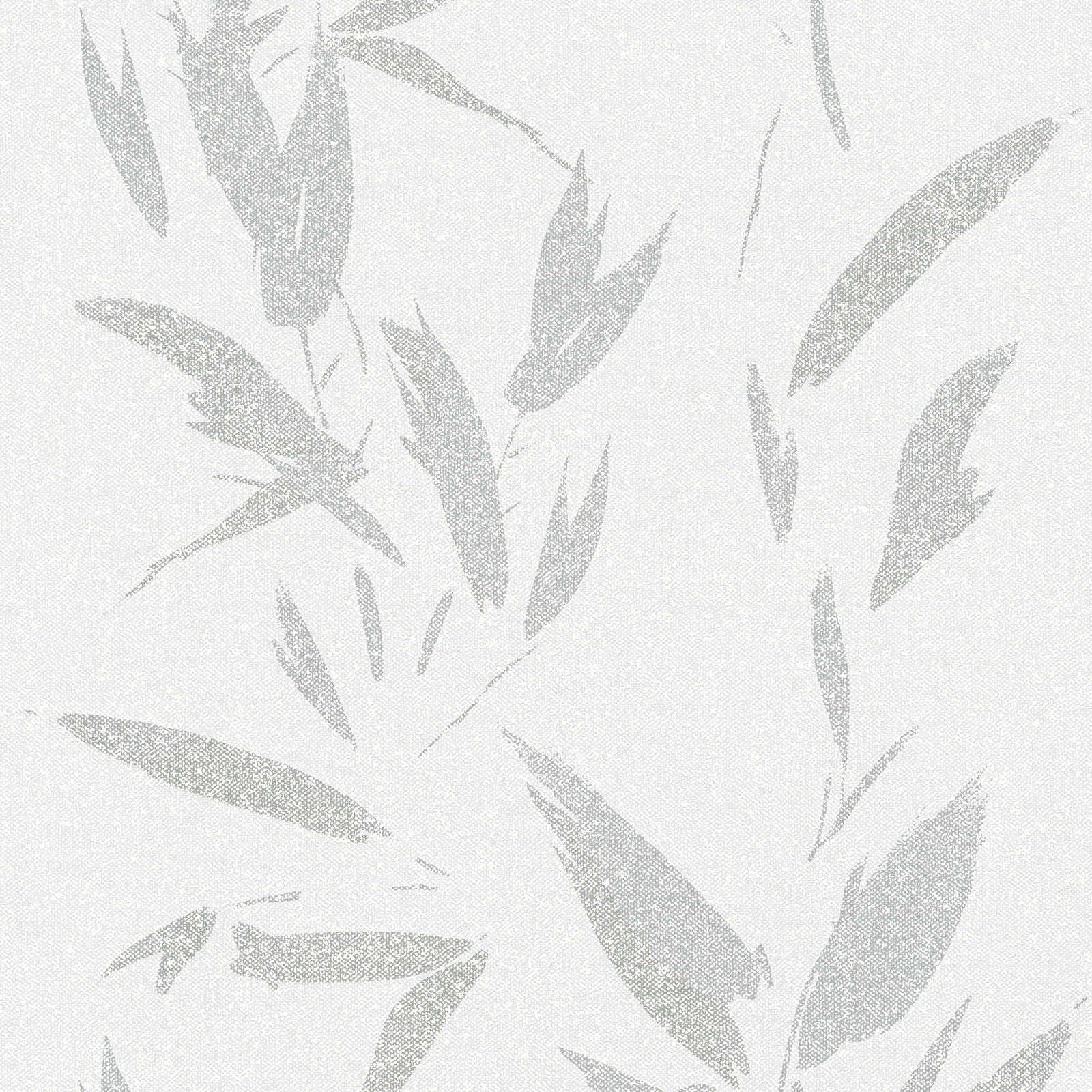 Pelēkas tapetes ar abstraktam lapām un tekstila imitāciju krāsā 375494 AS Creation
