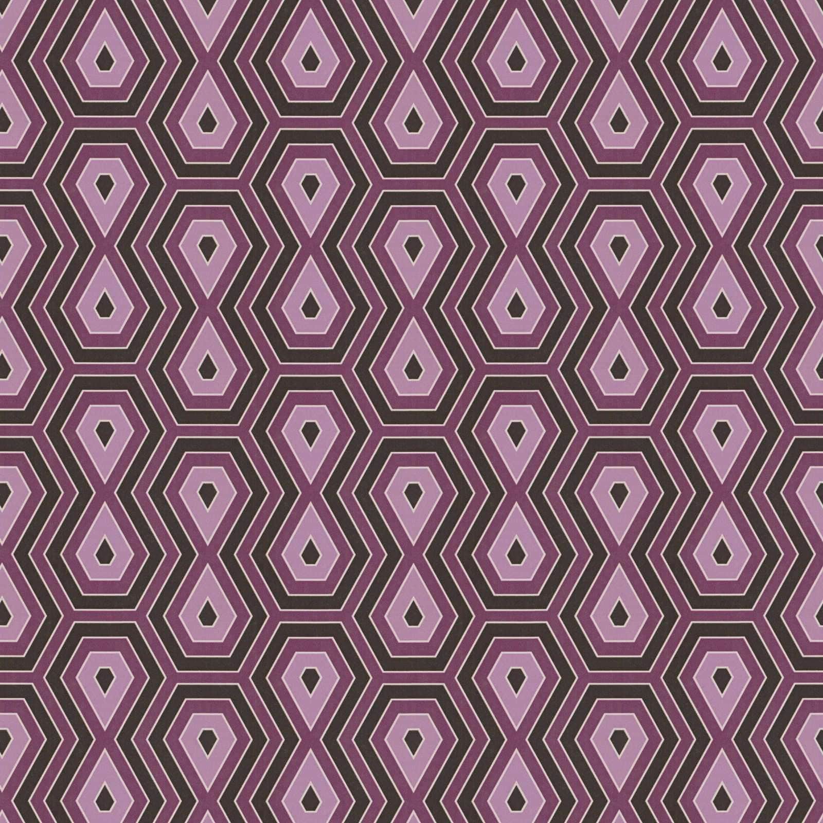 Tapetes violeta un vecā rozā krāsā ar grafisku dizainu retro stilā AS Creation