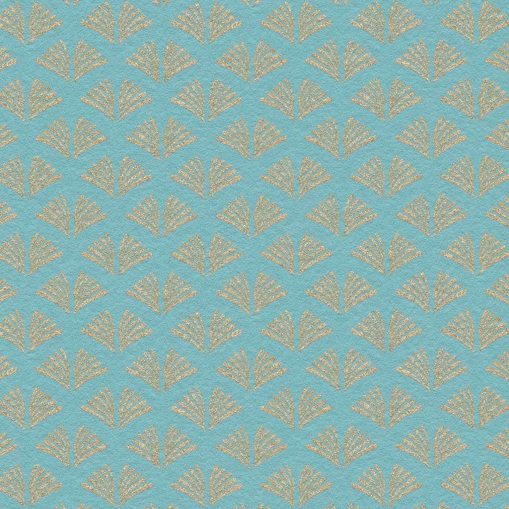 Dizaina tapetes  ar zelta retro rakstu - zils, zaļš AS 379584 Tapetenshop.lv