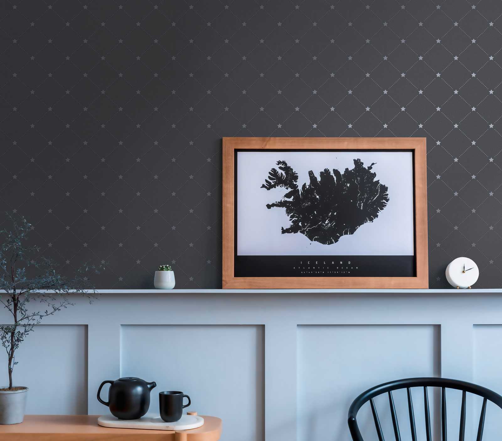 MICHALSKY tapetes ar rombveida dizainu un zvaigznēm, zilas AS 379852 Tapetenshop.lv