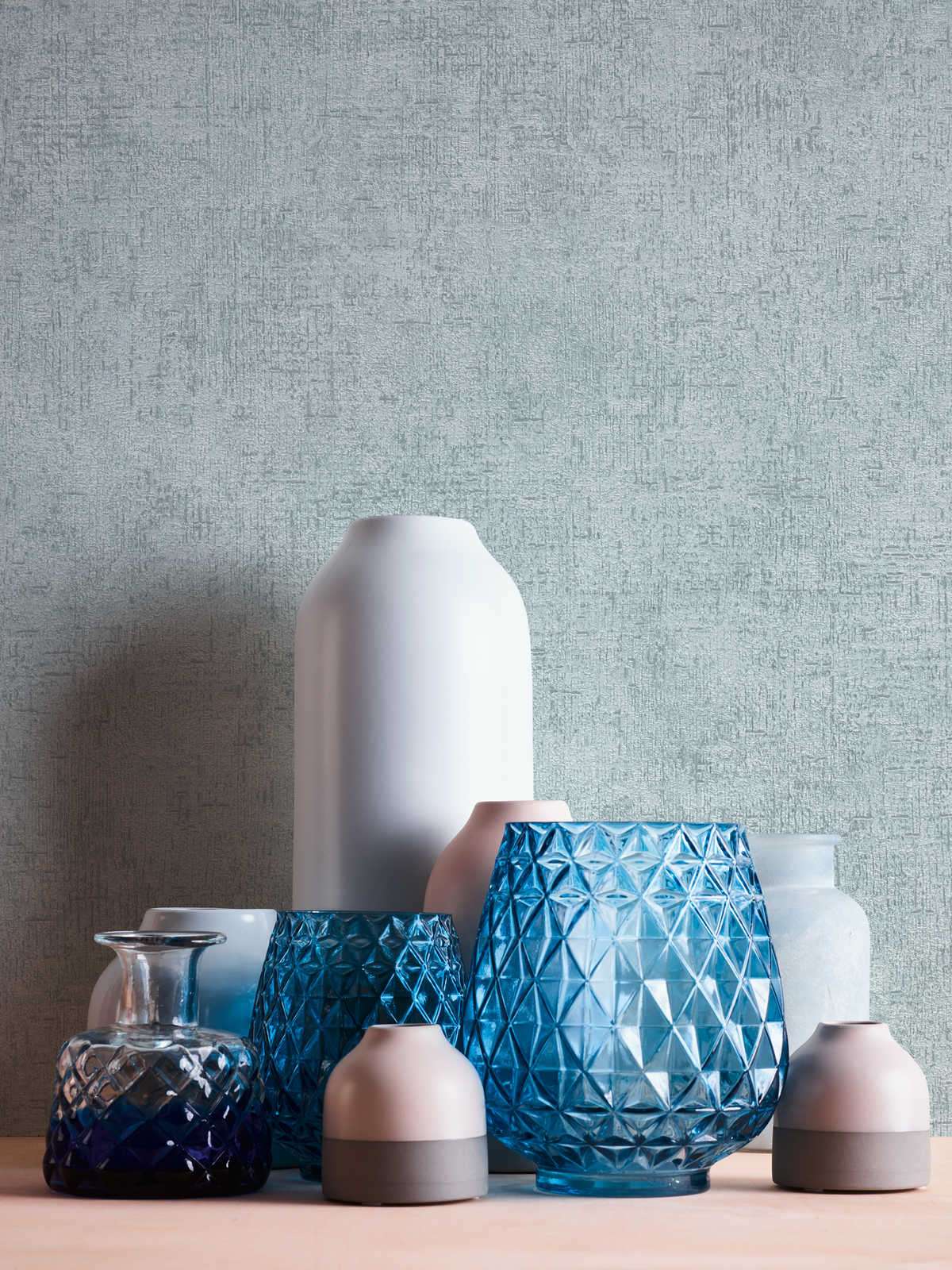 Tapetes ar dekoratīva apmetuma imitāciju zaļos toņos AS 380896 Tapetenshop.lv