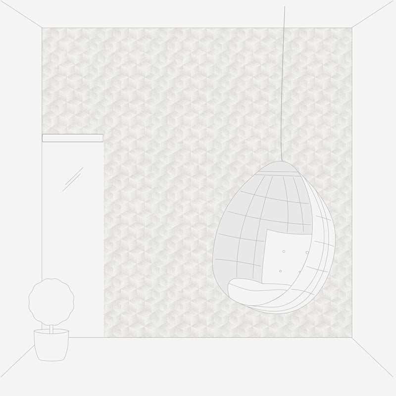 Tapetes ar 3D kvadrātveida rakstu bez PVC: gaiši pelēkā krāsā, 1360046 🌱 AS Creation