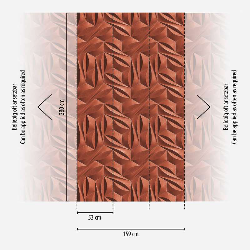 Tapetes ar 3D optisko rakstu un metāla izskatu, sarkanā krāsā, 1375161 AS Creation