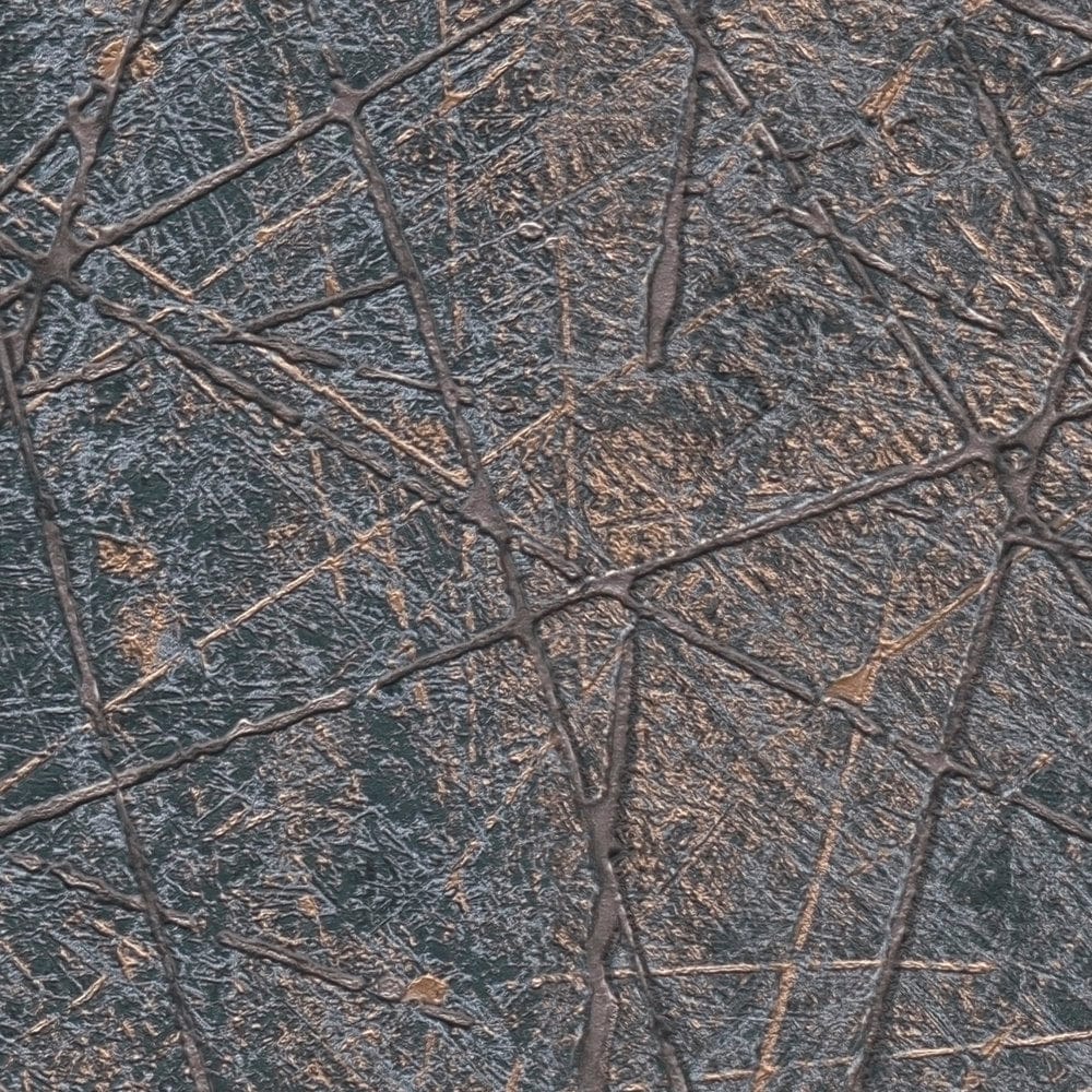 Tapetes ar abstraktu grafisku rakstu, melnā un bronzās krāsā, 1375137 AS Creation