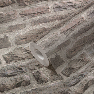 Flizelīna tapetes ar akmens reālistisku izskatu brūnos toņos, 1157721 AS Creation