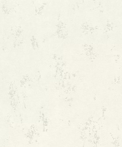 Wallpaper with stucco pattern in white with silver accents, 1150473 RASCH