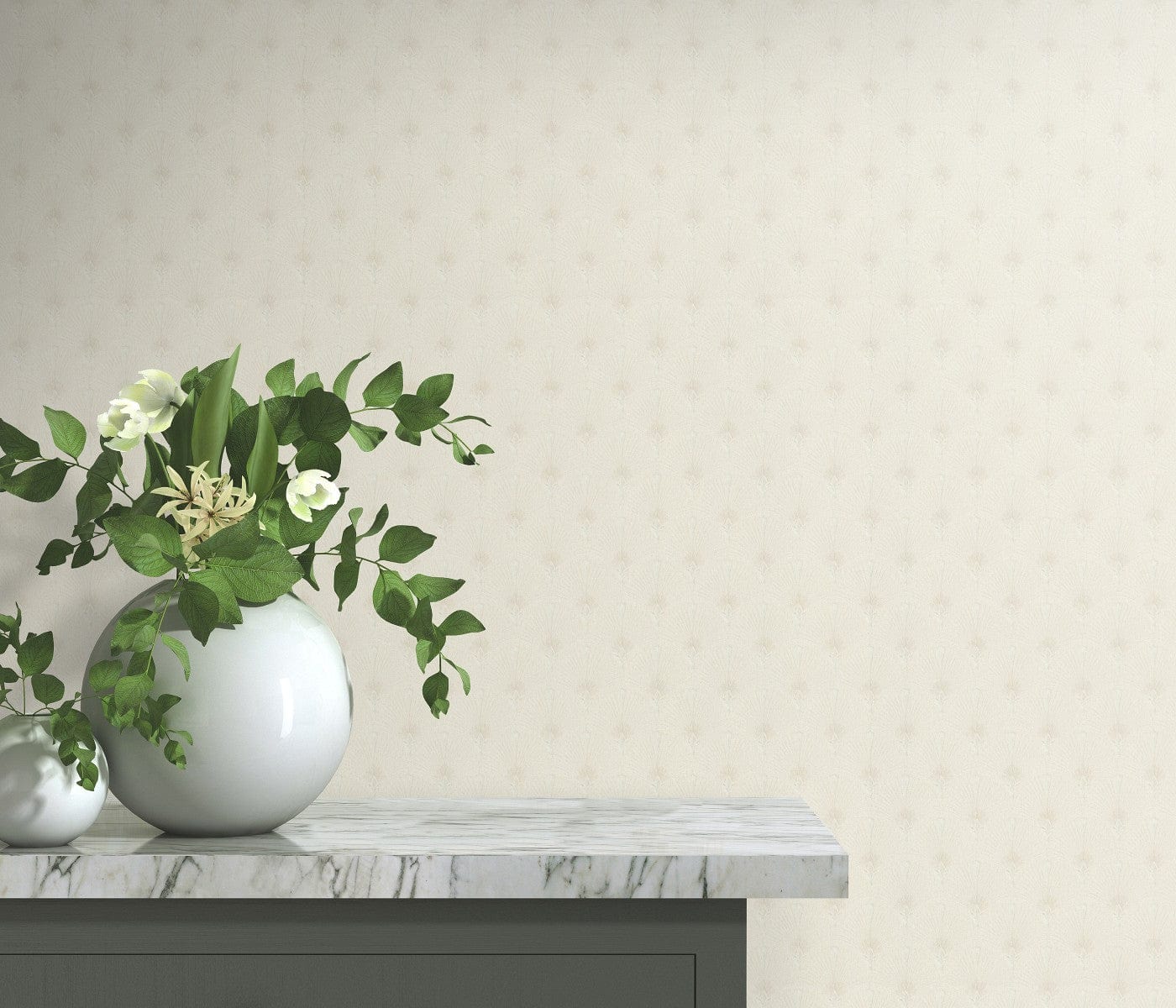 Tapetes ar Art Deco ornamentu: pāvu spalva krēmkrāsā, 1034614 Erismann