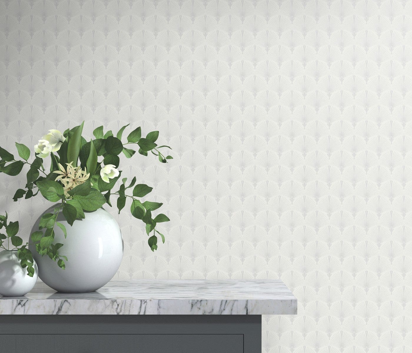 Tapetes ar Art Deco ornamentu: pāvu spalva sudrabā krāsā, 1034631 Erismann