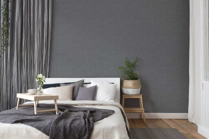 Tapetes ar auduma izskatu Battleship Gray krāsā - 1335523 AS Creation