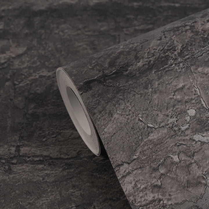 Tapetes ar dabīgā akmens izskatu, teksturētas - melnas - 3012670 AS Creation