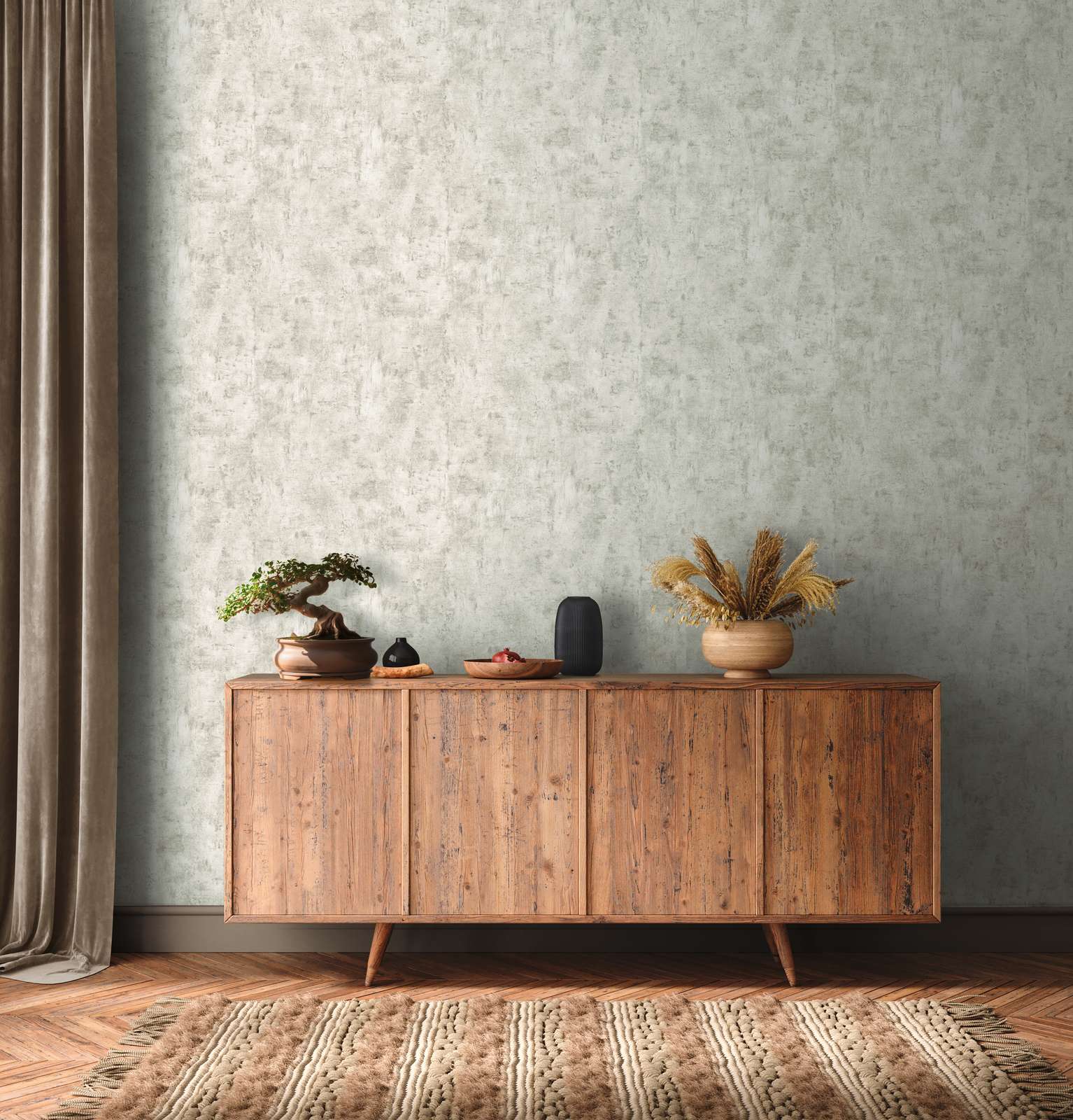 Tapetes ar dekoratīva apmetuma rakstu: krēmā un zeltā, AS 395160 AS Creation