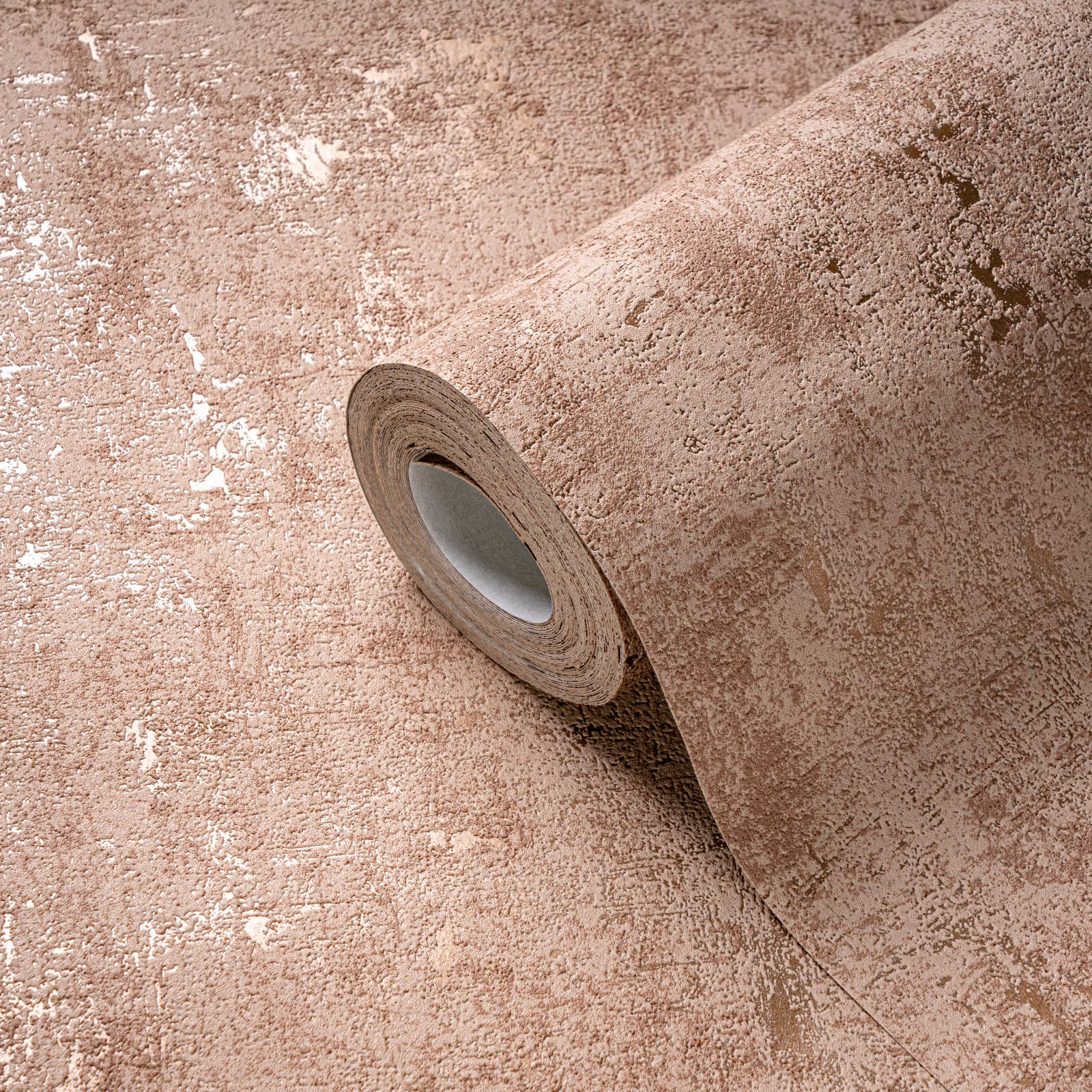 Tapetes ar dekoratīva apmetuma rakstu: rozā un zeltā, AS 395146 AS Creation