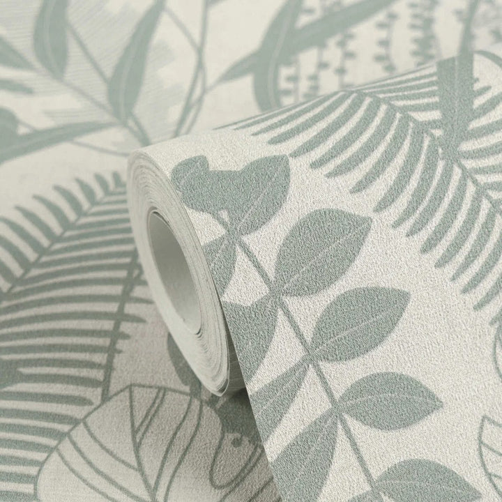 Tapetes ar dekoratīvu lapu motīvu un augu formām | zaļa, pelēka  AS Creation