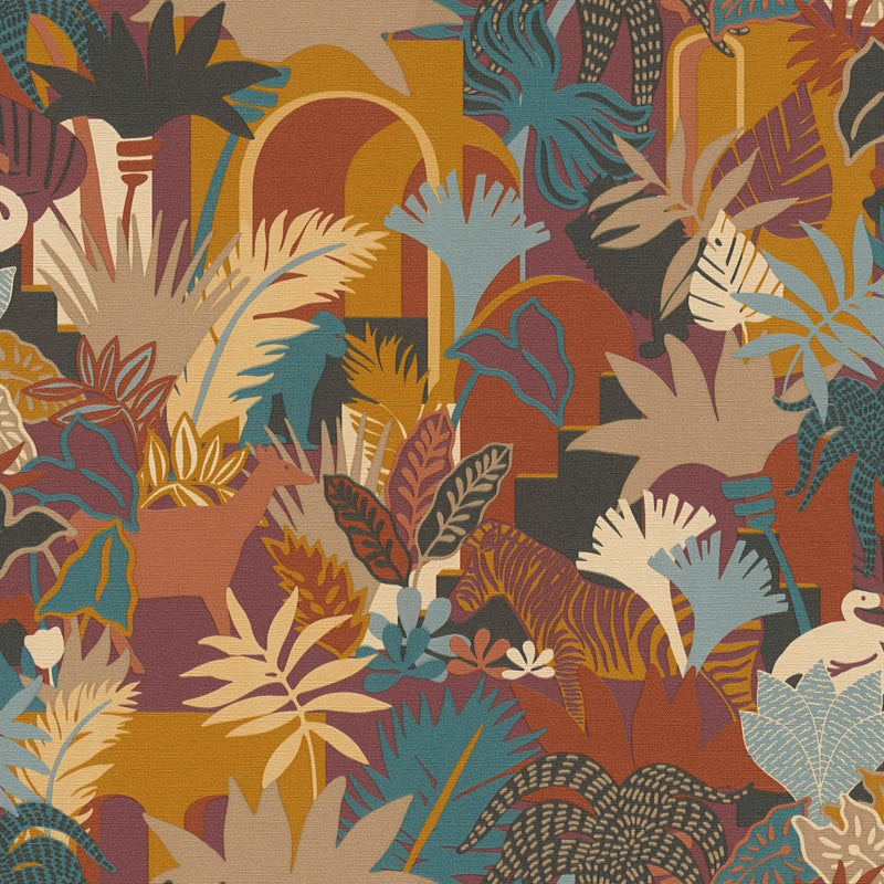Tapetes ar dzīvniekiem džungļu stilā - daudzkrāsainas, 1373461 AS Creation