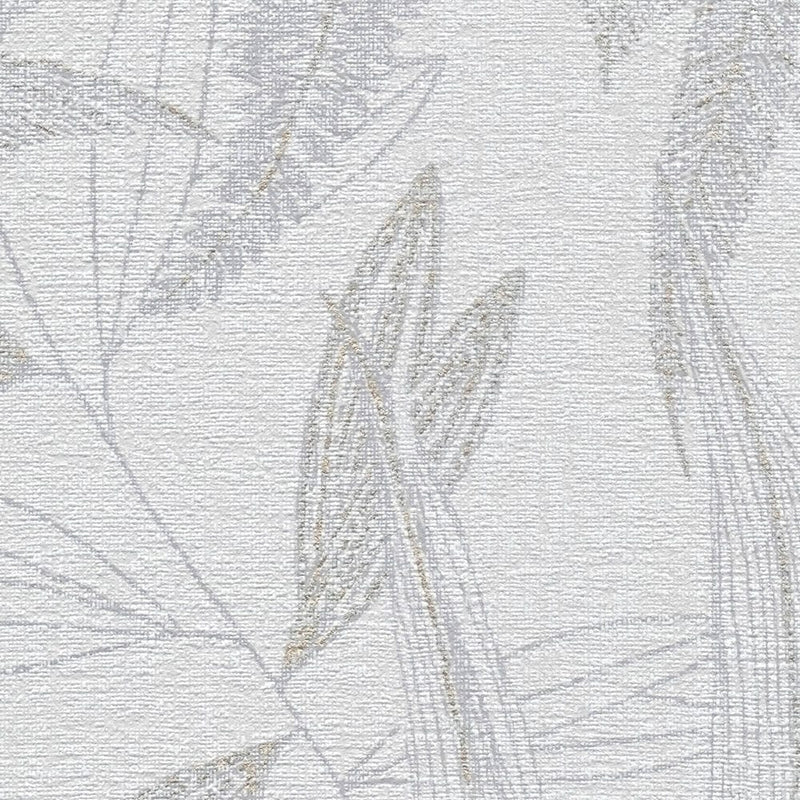 Wallpaper with jungle leaves - lightly textured pattern - grey, 1406375 AS Creation