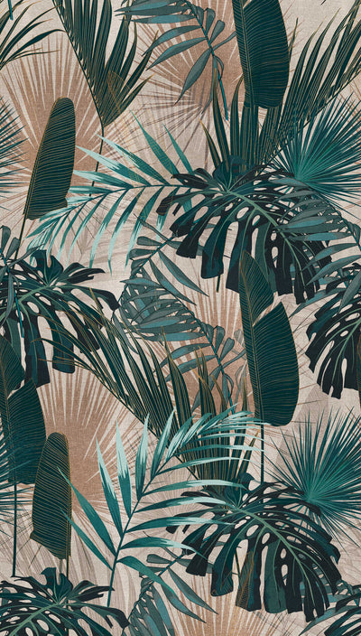 Tapetes ar džungļu lapu motīvu - zaļā krāsā, 1375171 AS Creation