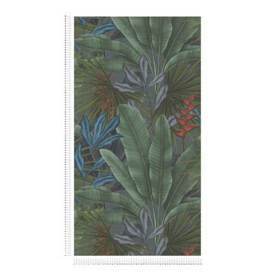 Tapetes ar džungļu lapu rakstu un krāsainiem akcentiem, 396471 AS Creation