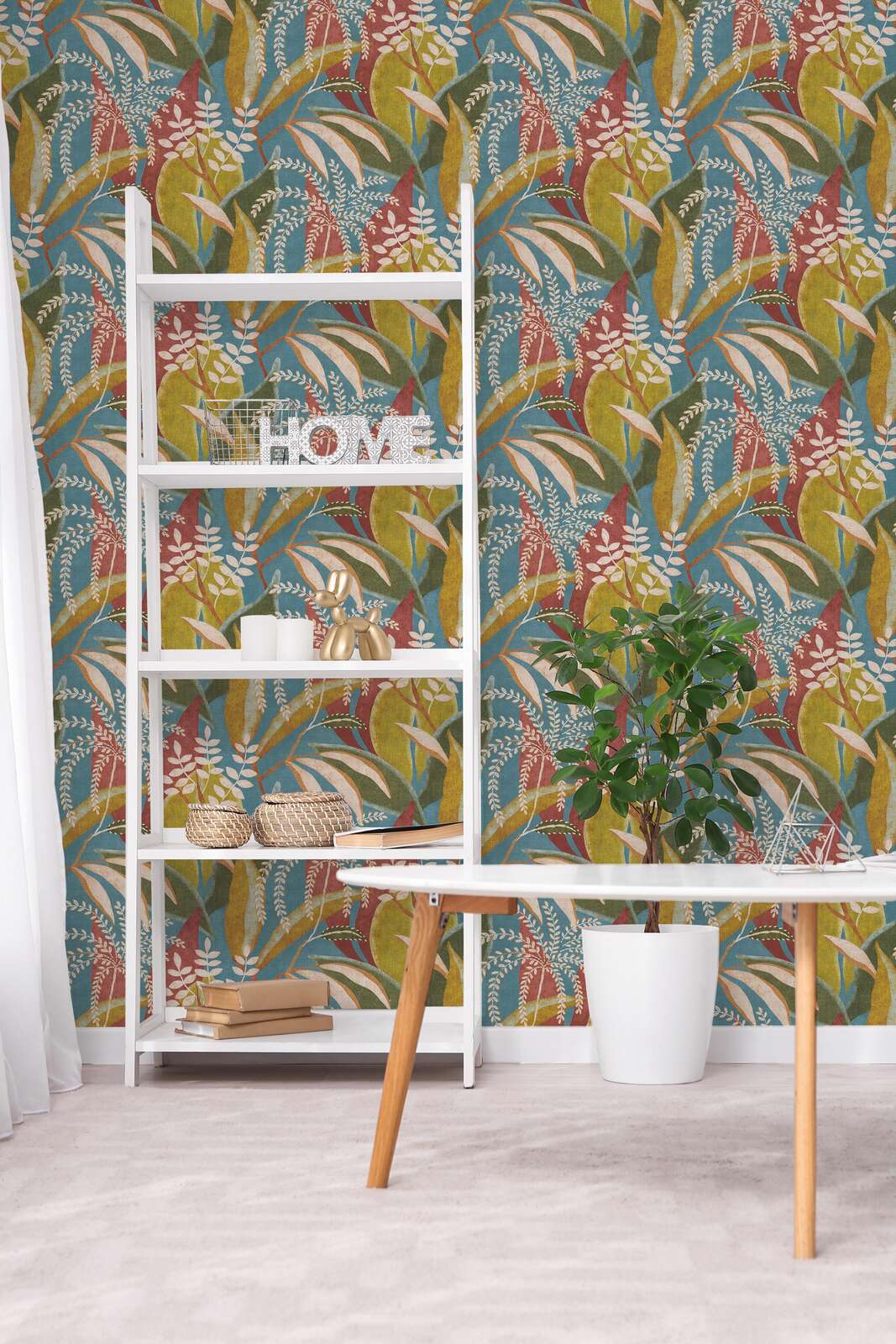 Tapetes ar eksotisku augu motīvu| zila, sarkana, zaļa - 3012467 AS Creation