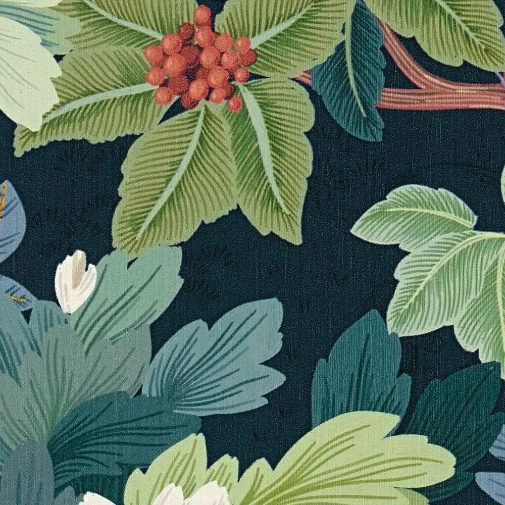 Tapetes ar eksotisku lapu un putnu motīvu,  | zila, zaļa - 3012466 AS Creation