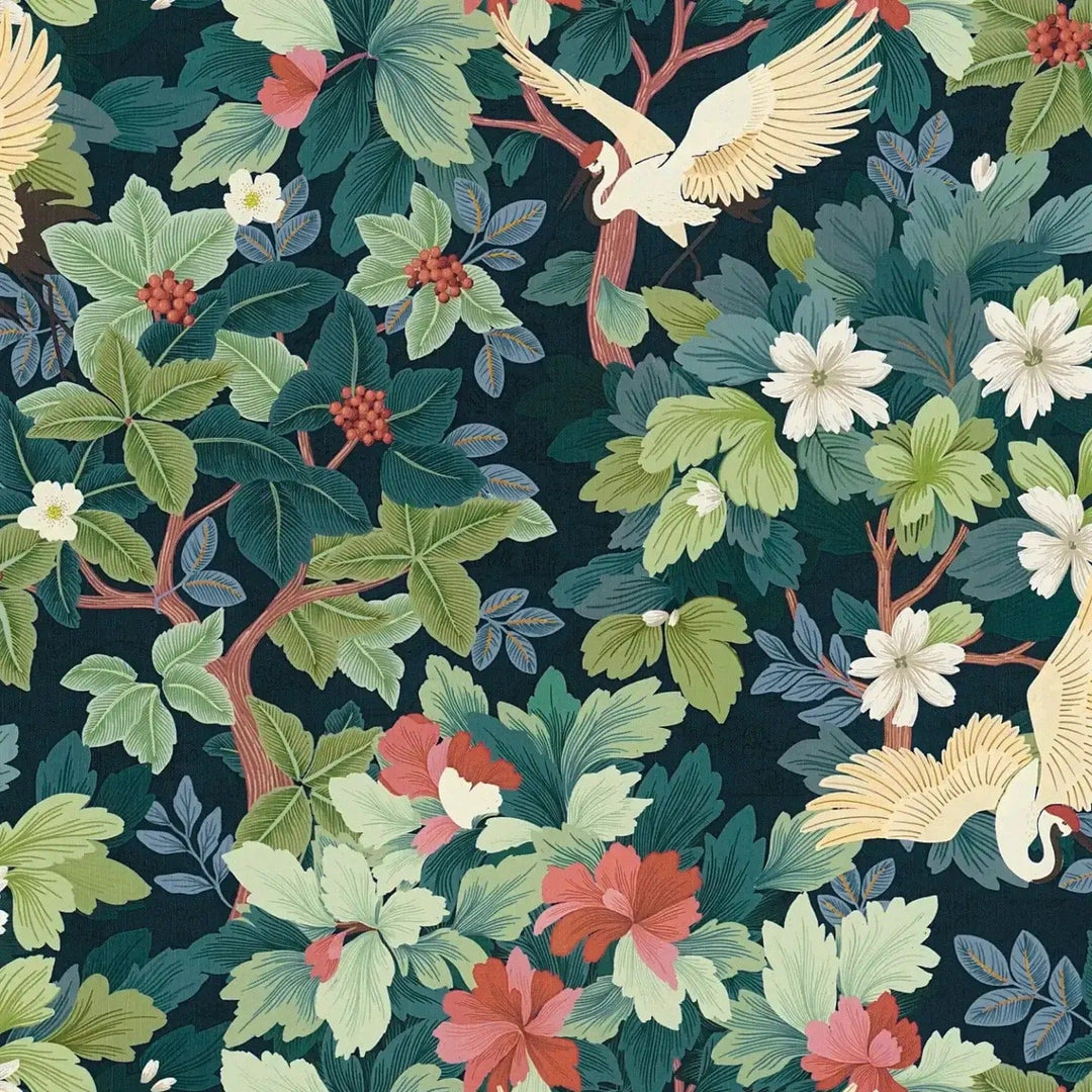 Tapetes ar eksotisku lapu un putnu motīvu,  | zila, zaļa - 3012466 AS Creation