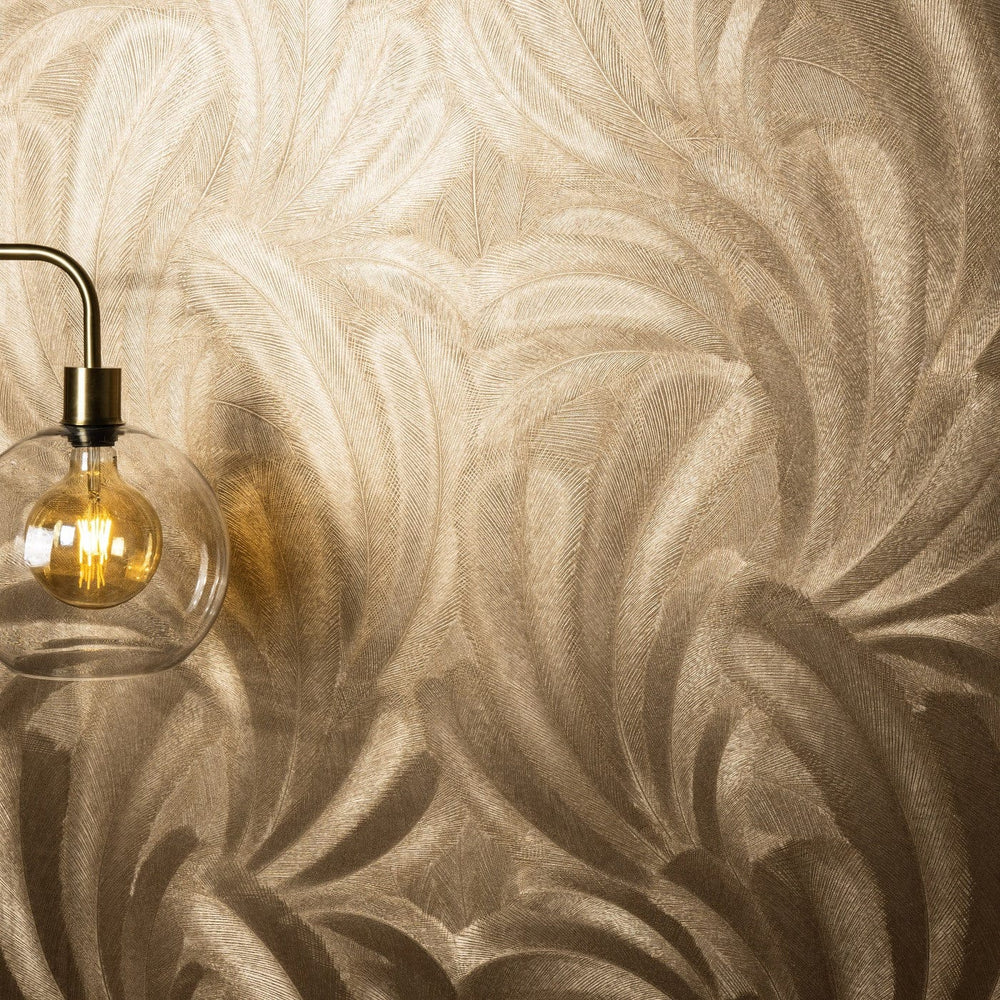 Tapetes 3776116: Elegantas lapas, zelta Erismann