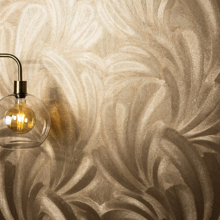 Tapetes 3776116: Elegantas lapas, zelta Erismann