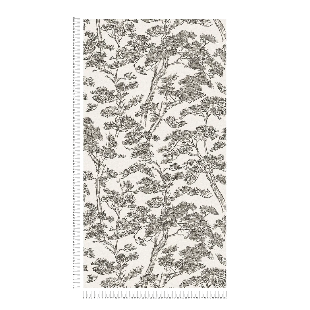 Tapetes ar elegantiem koku galotnēm,  melnbaltas - 3006777 AS Creation