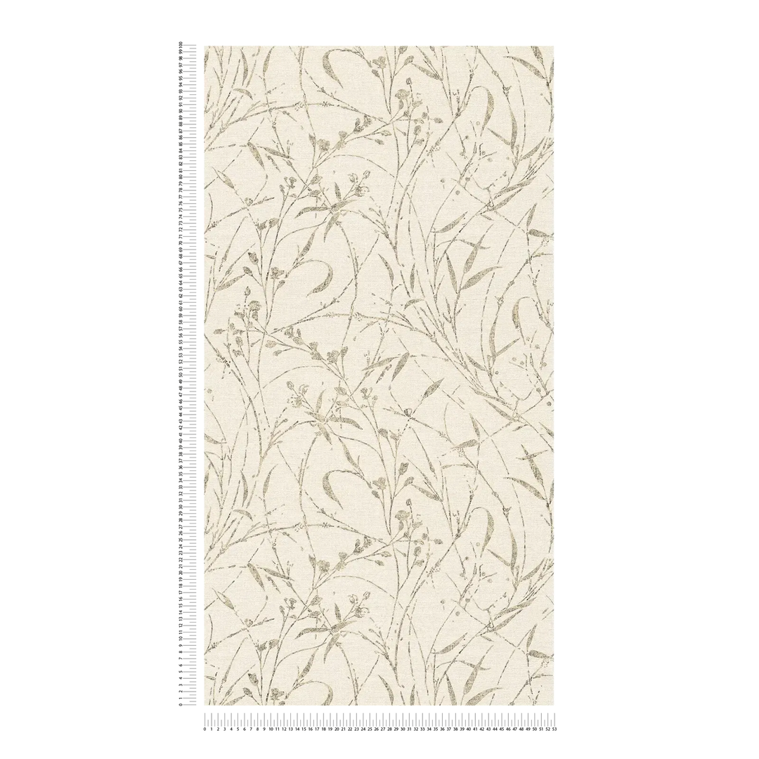 Tapetes ar elegantu augu un lapu dizainu - krēmkrāsa - 3007031 AS Creation