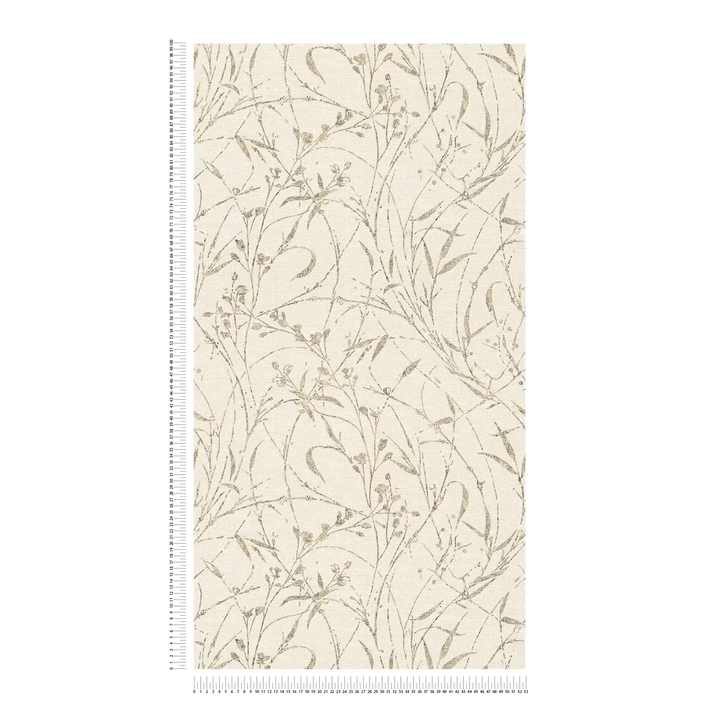 Tapetes ar elegantu augu un lapu dizainu - krēmkrāsa - 3007031 AS Creation